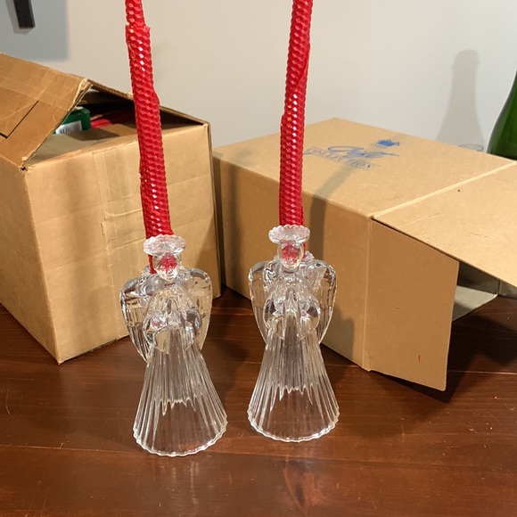 Holiday Set Of Clear Glass Angel Candle Holders Poshmark